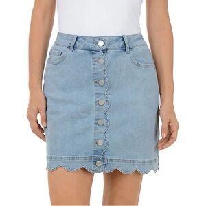 Pink Lily Light Blue Scallop Hem Mini Skirt